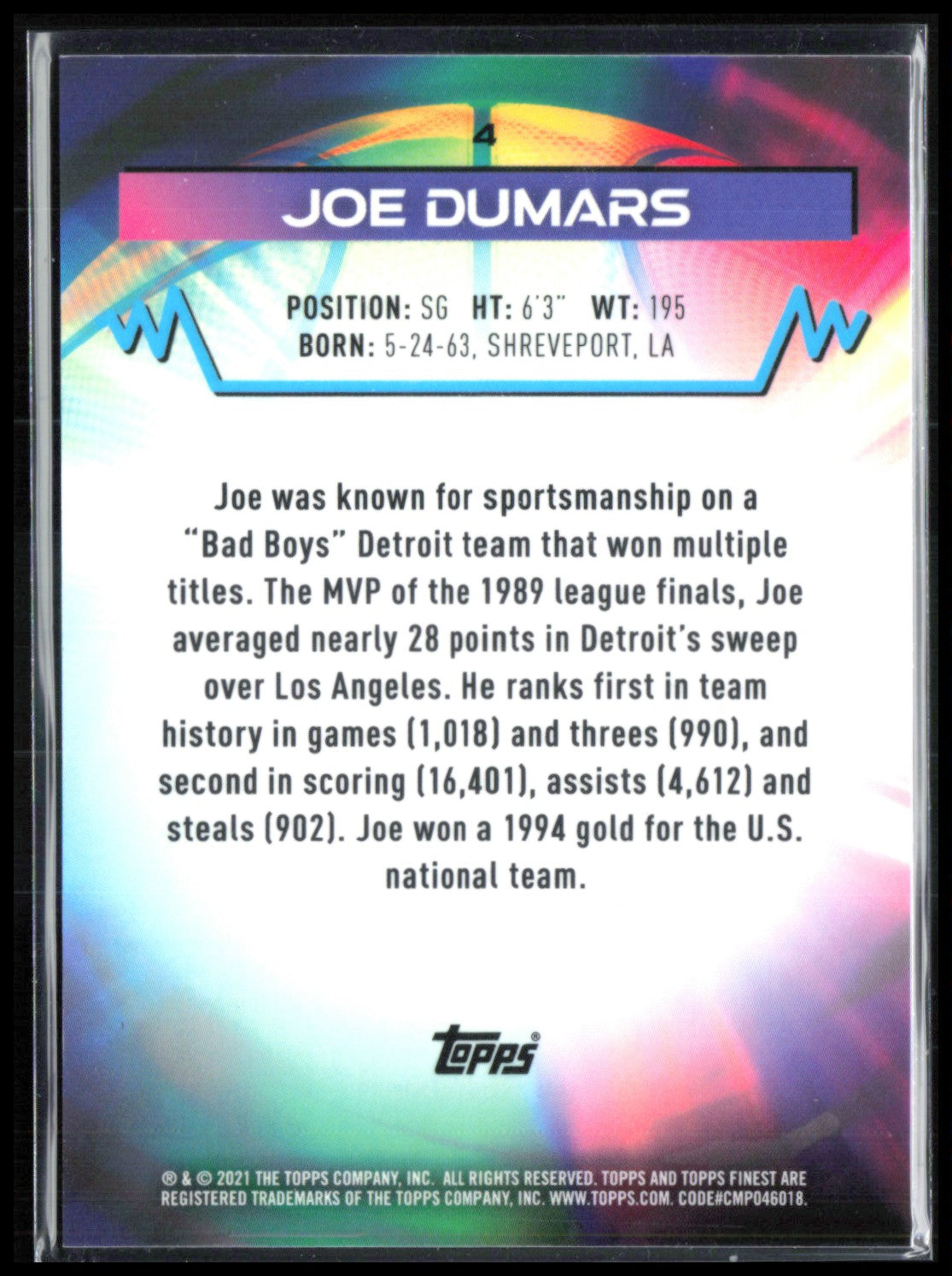 Joe Dumars /299 Atomic Refractor