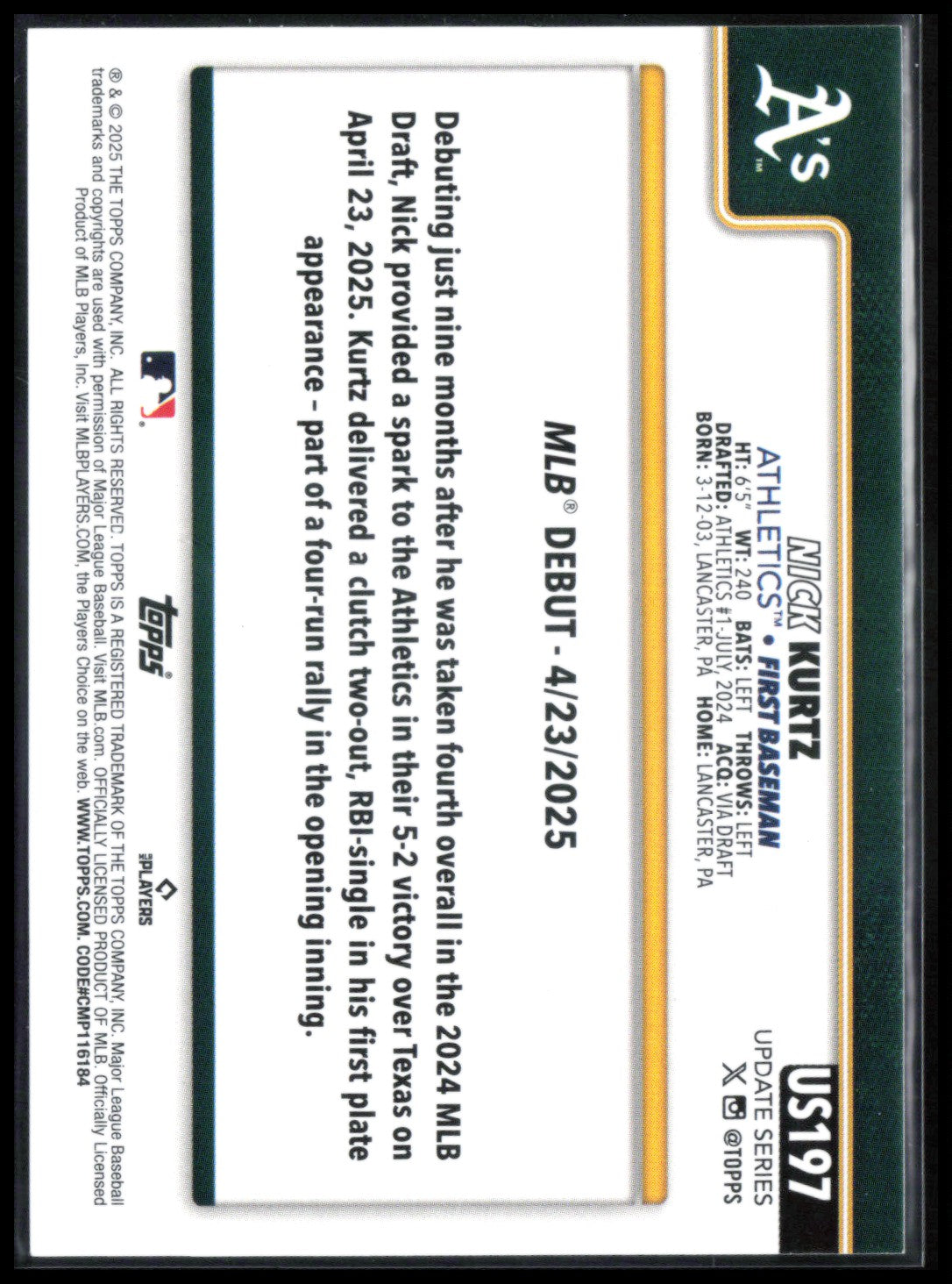 Nick Kurtz RC Debut