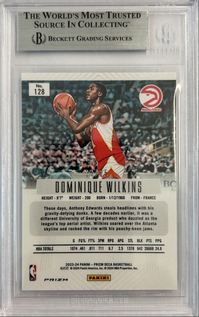 Dominique Wilkins Mojo /25 2023 Panini Prizm Deca BGS 8.5