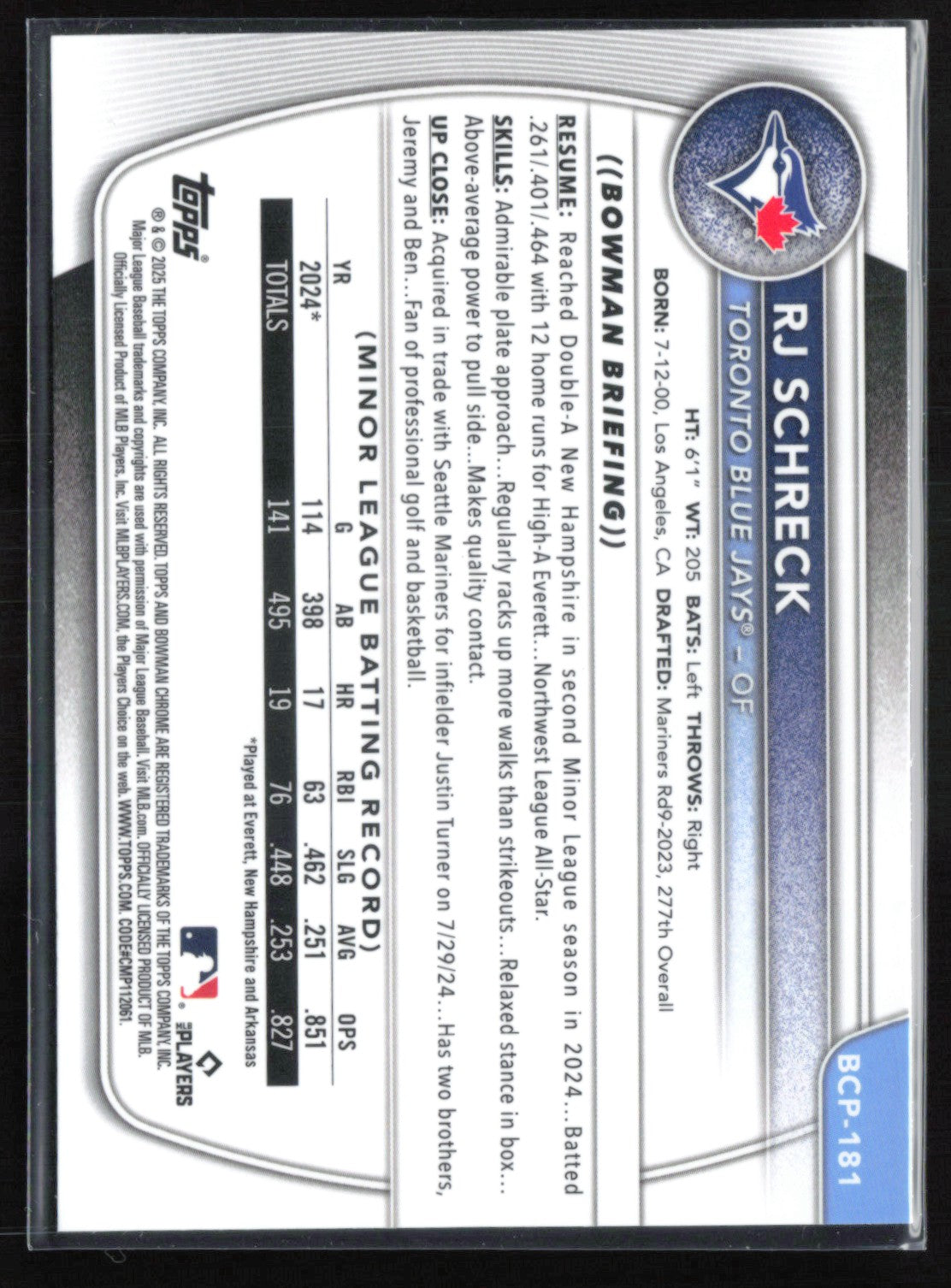 RJ Schreck 1st Bowman Mini Diamond