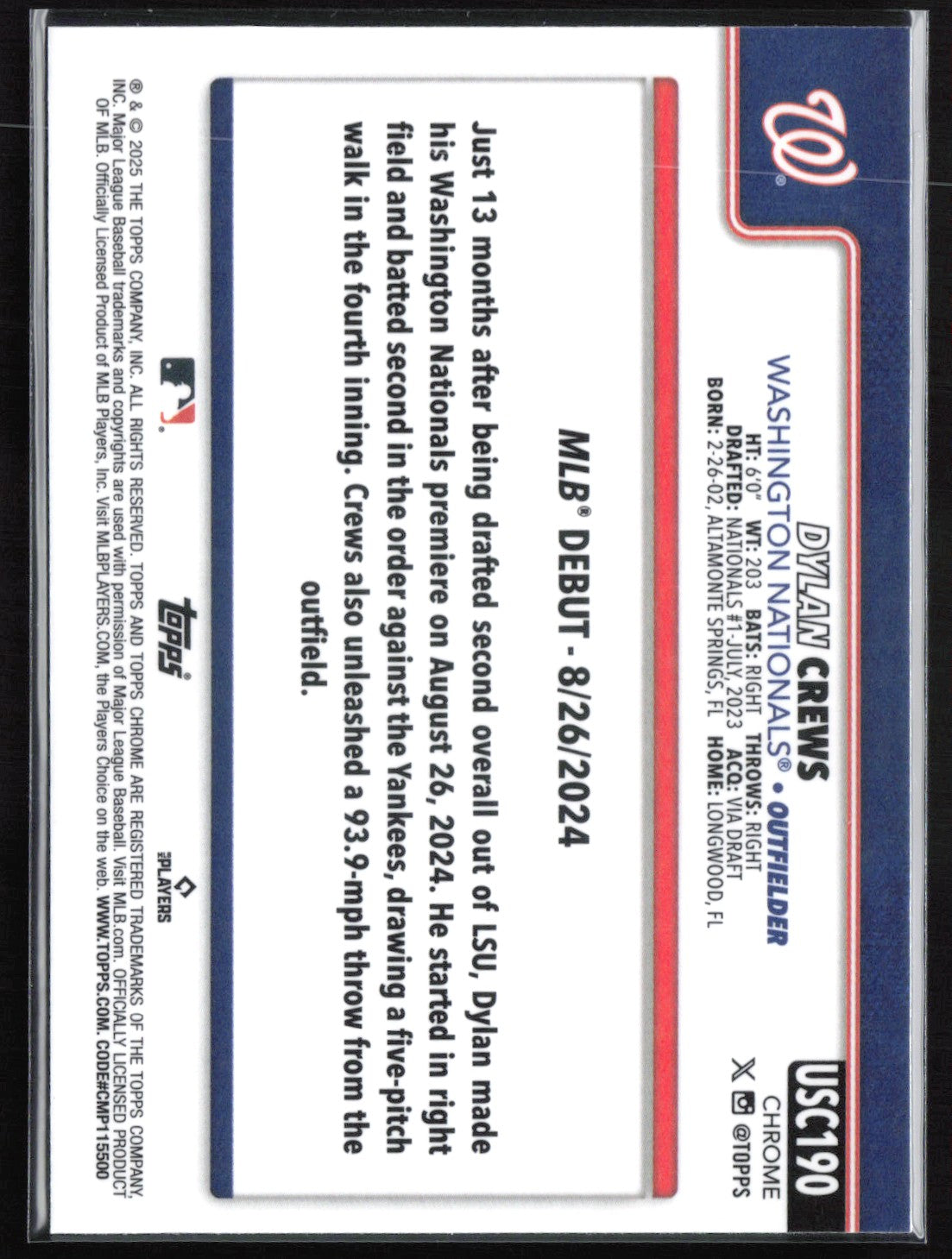 Dylan Crews RC Debut