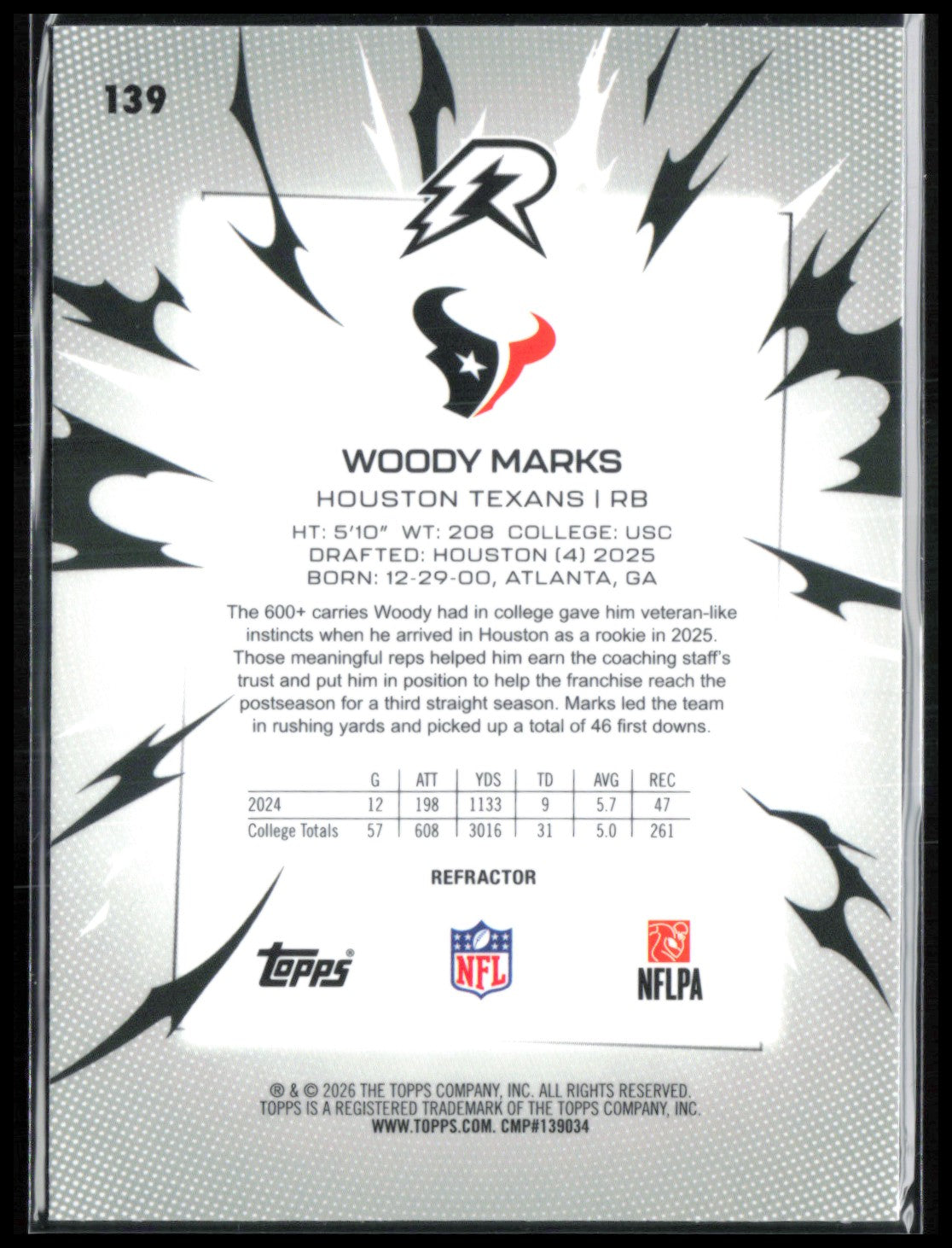 Woody Marks RC Refractor 2026 Topps Resurgence