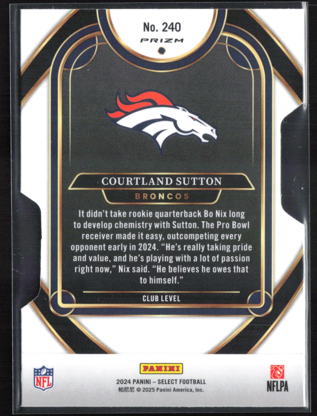 Courtland Sutton Silver Die-Cut Club Level
