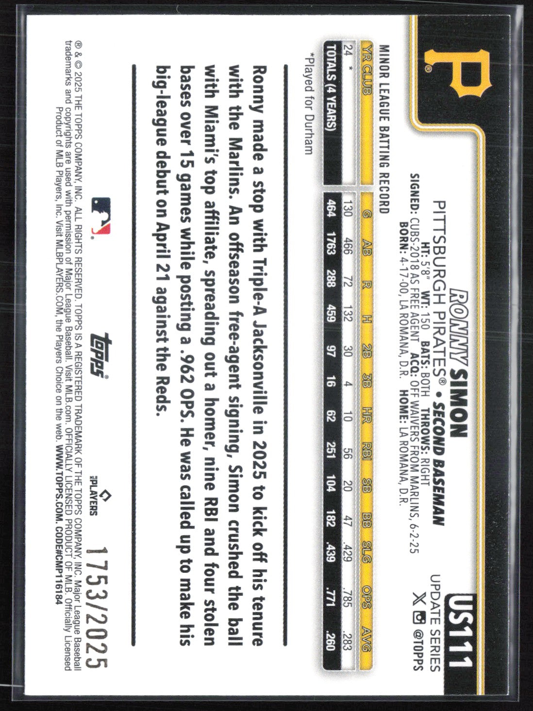 Ronny Simon RC /2025