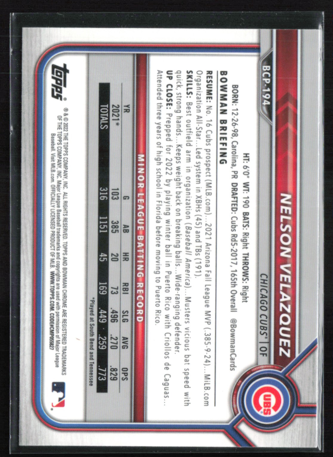 Nelson Velazquez 1st Bowman