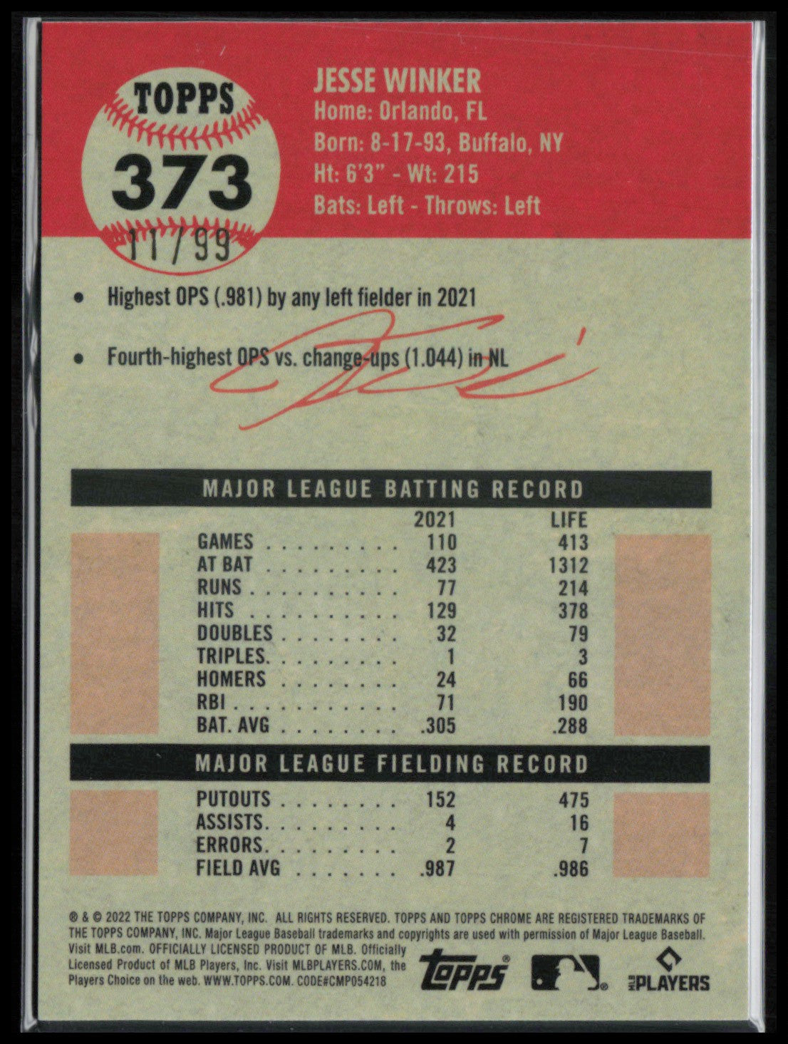 Jesse Winker Green Toile /99