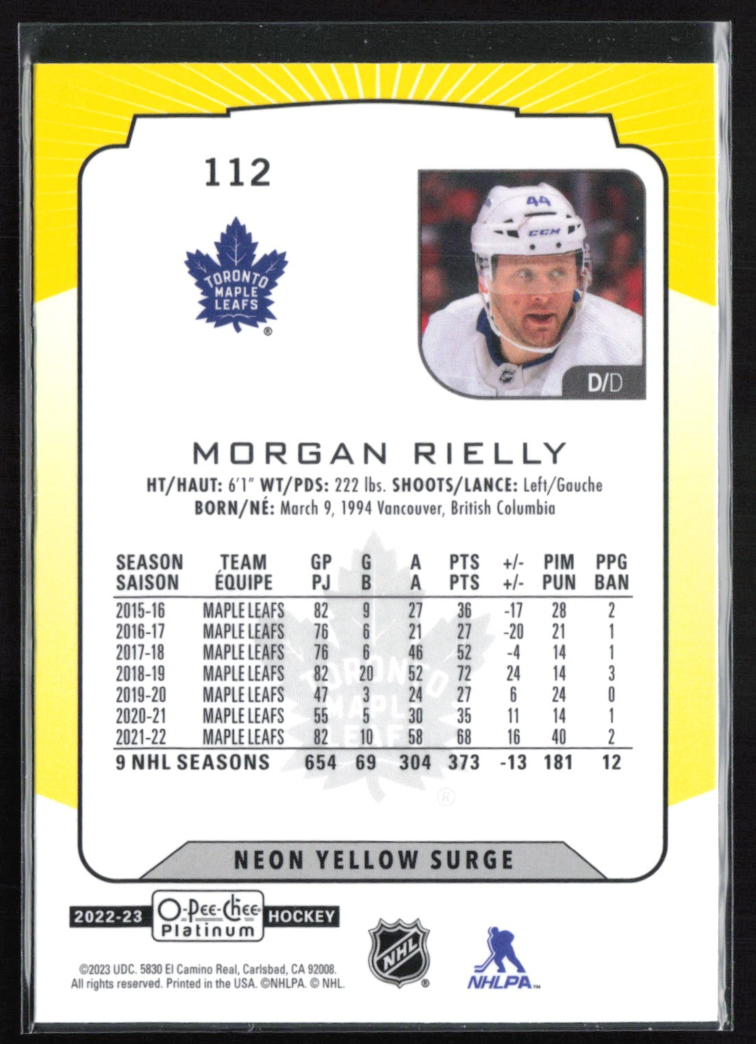 Morgan Rielly Neon Yellow Surge