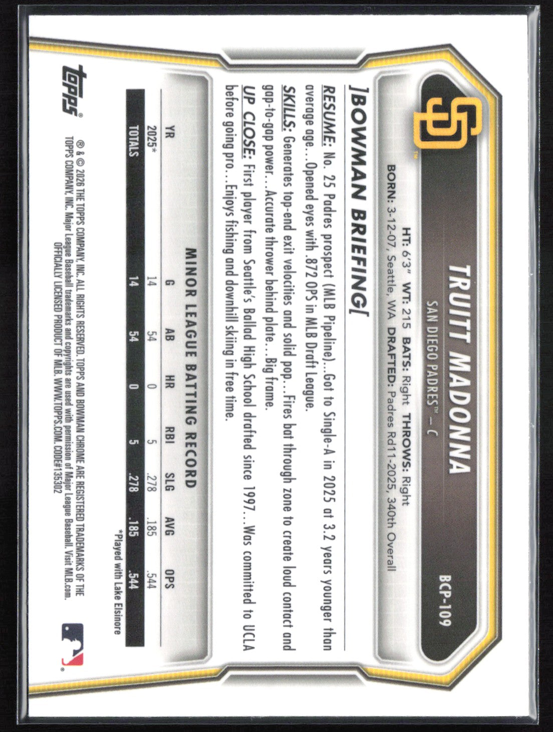 Truitt Madonna 1st Bowman Chrome
