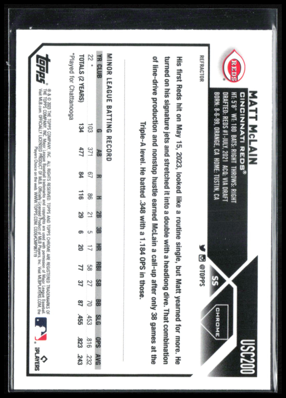 Matt McLain RC Refractor