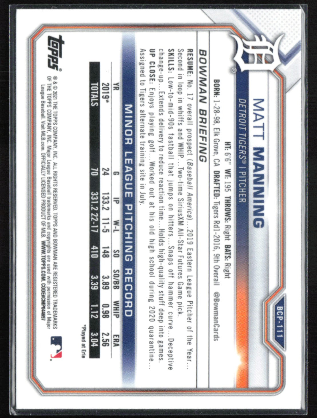 Matt Manning Mojo Prospect