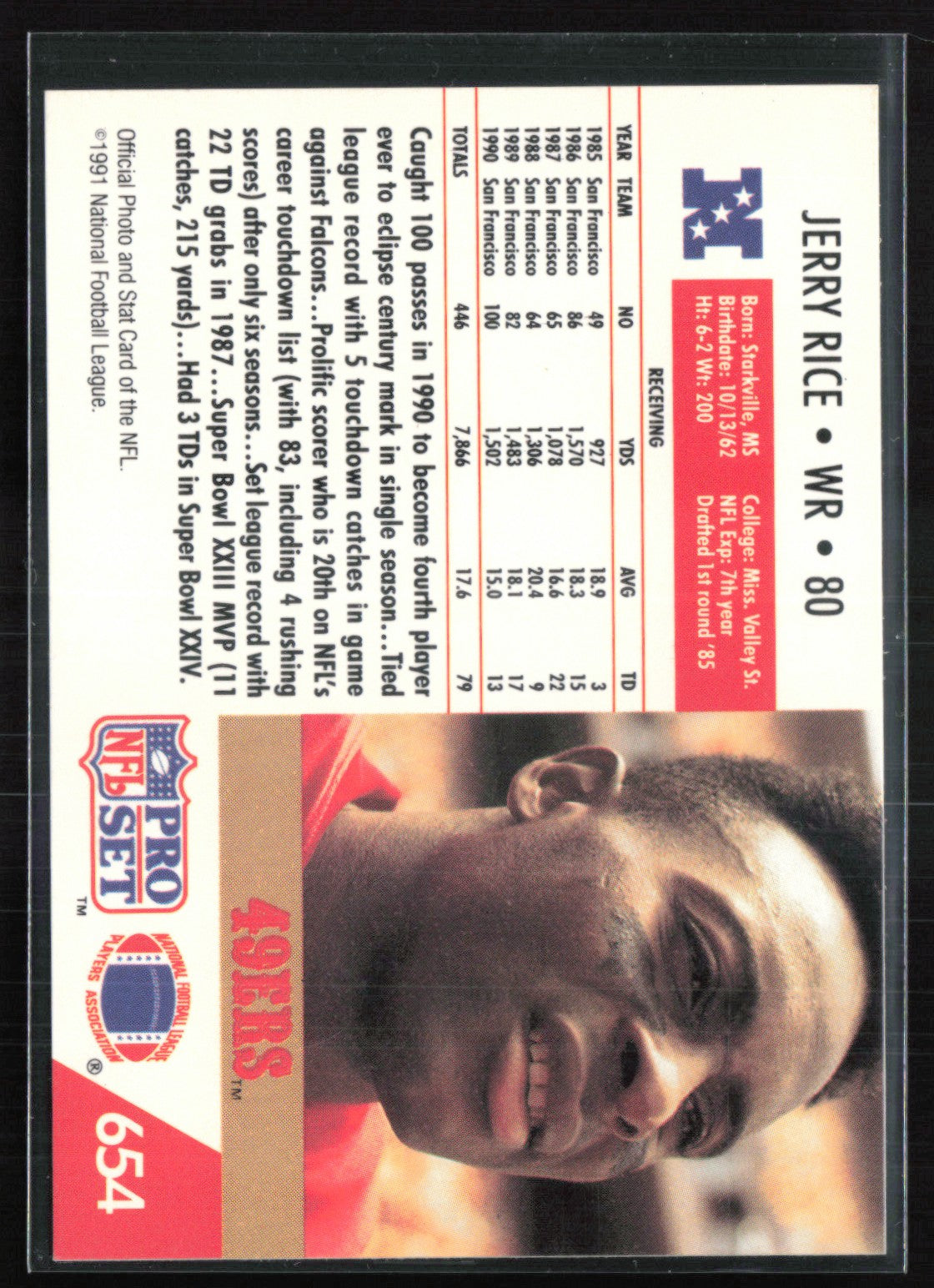 Jerry Rice 1991 Pro Set