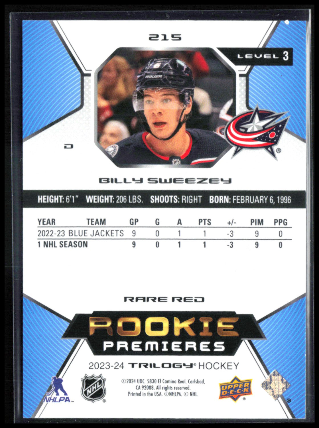 Billy Sweezey RC /49 Rare Red