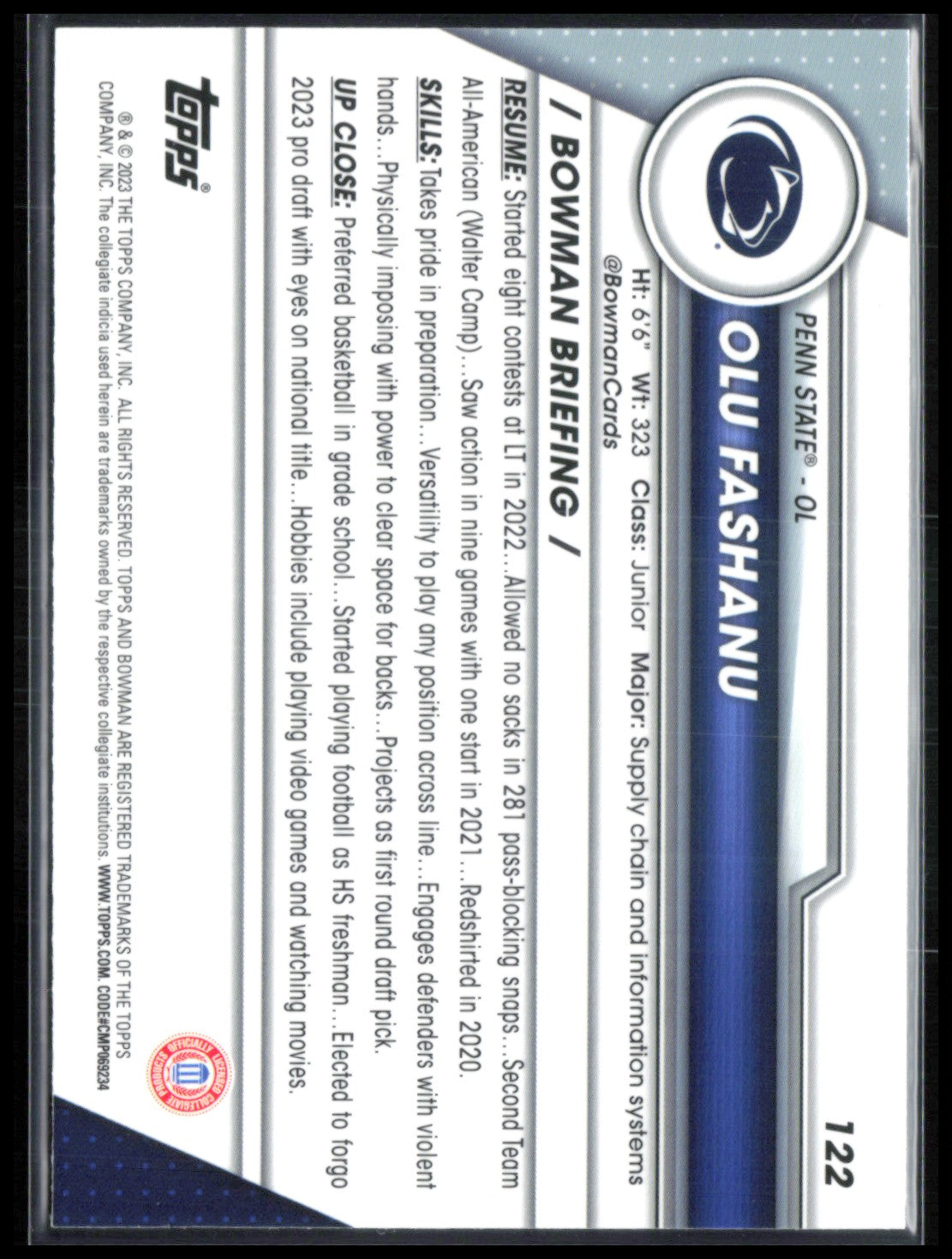Olu Fashanu 1st Bowman Sapphire