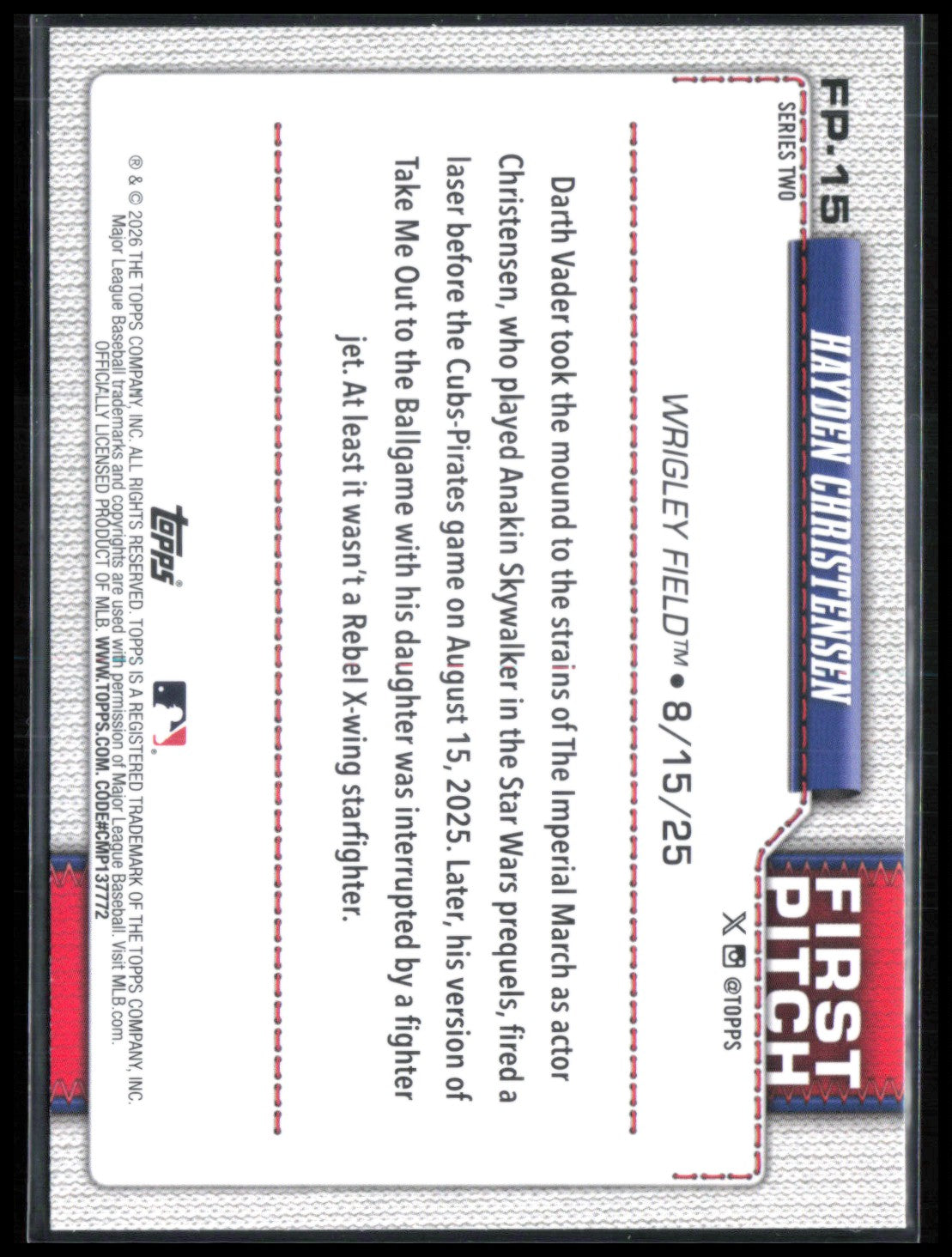 Hayden Christensen Rainbow Foil First Pitch