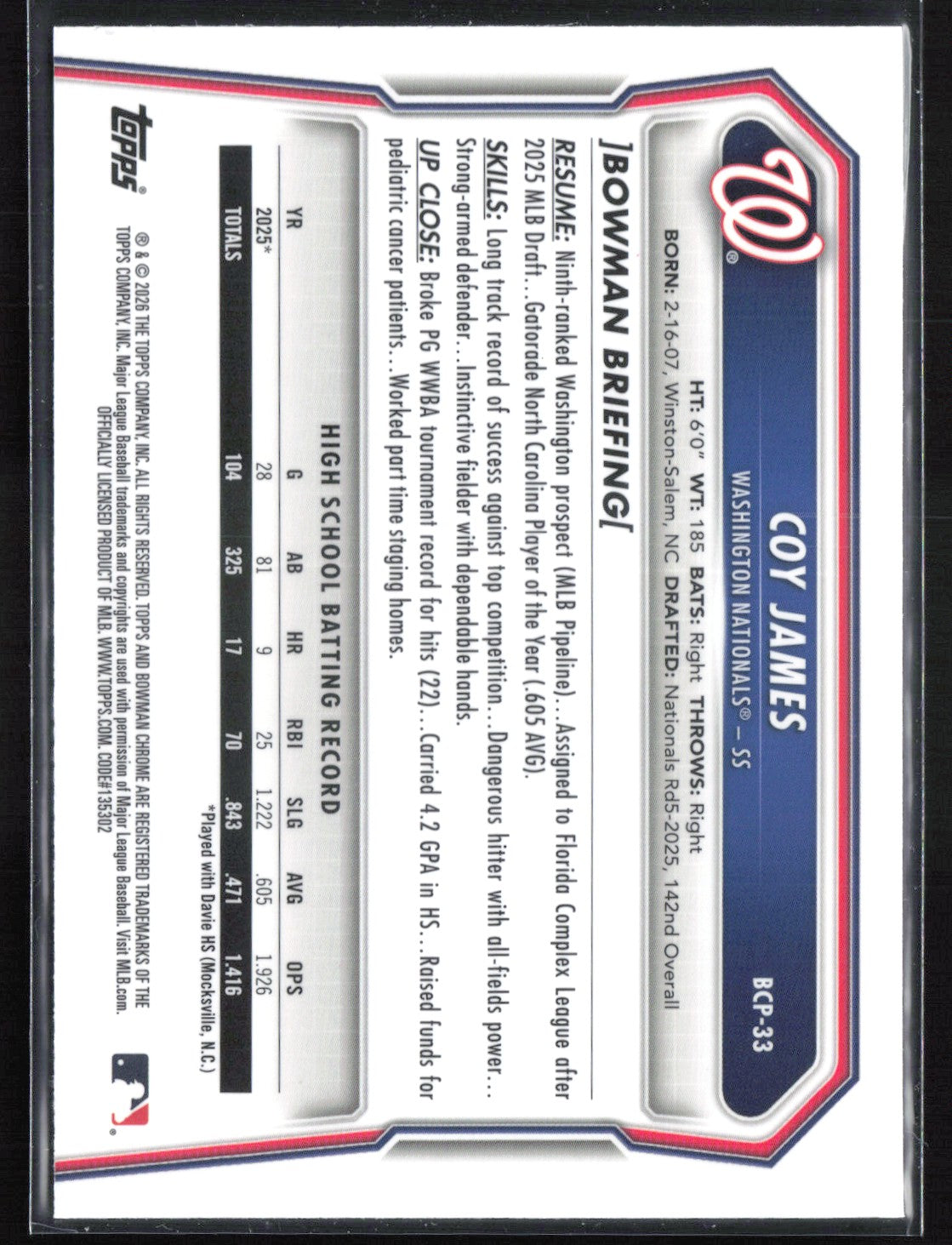 Coy James 1st Bowman Chrome