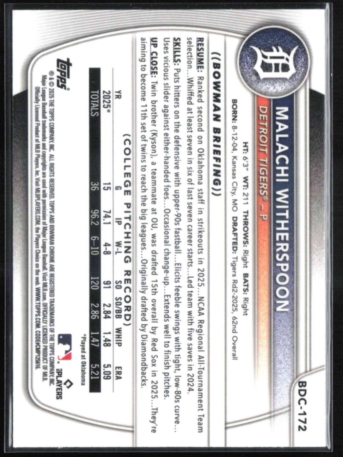 Malachi Witherspoon 1st Bowman Mojo
