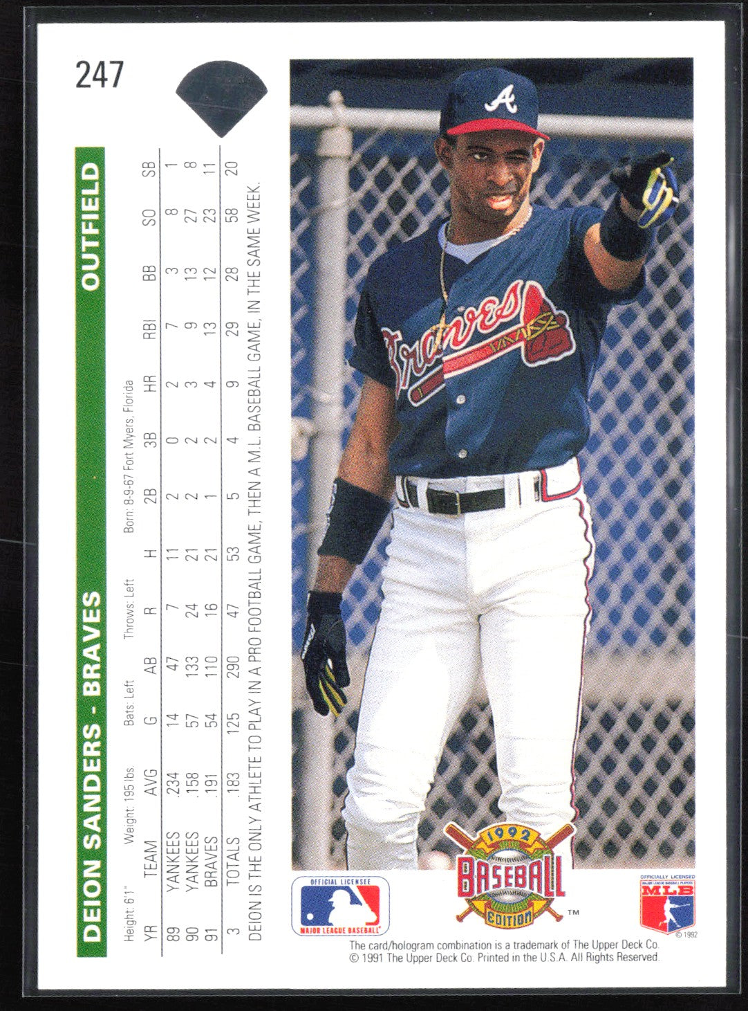 Deion Sanders 1992 Upper Deck