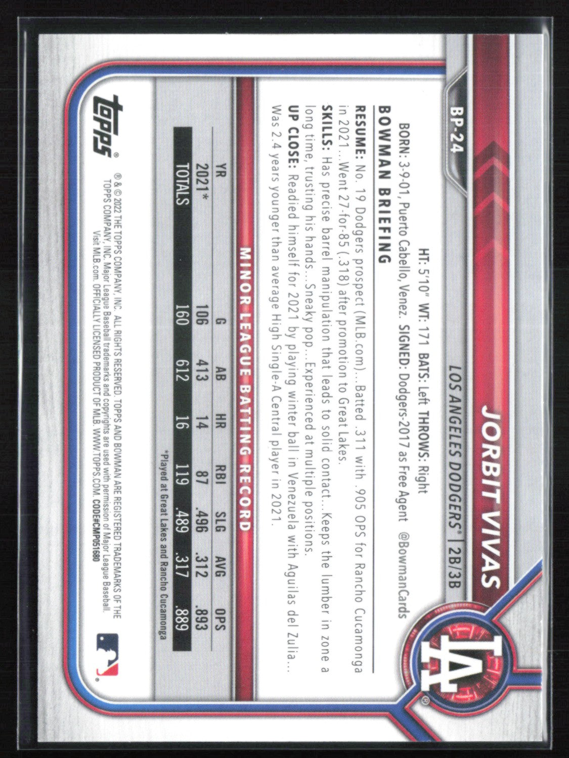 Jorbit Vivas 1st Bowman Purple /250