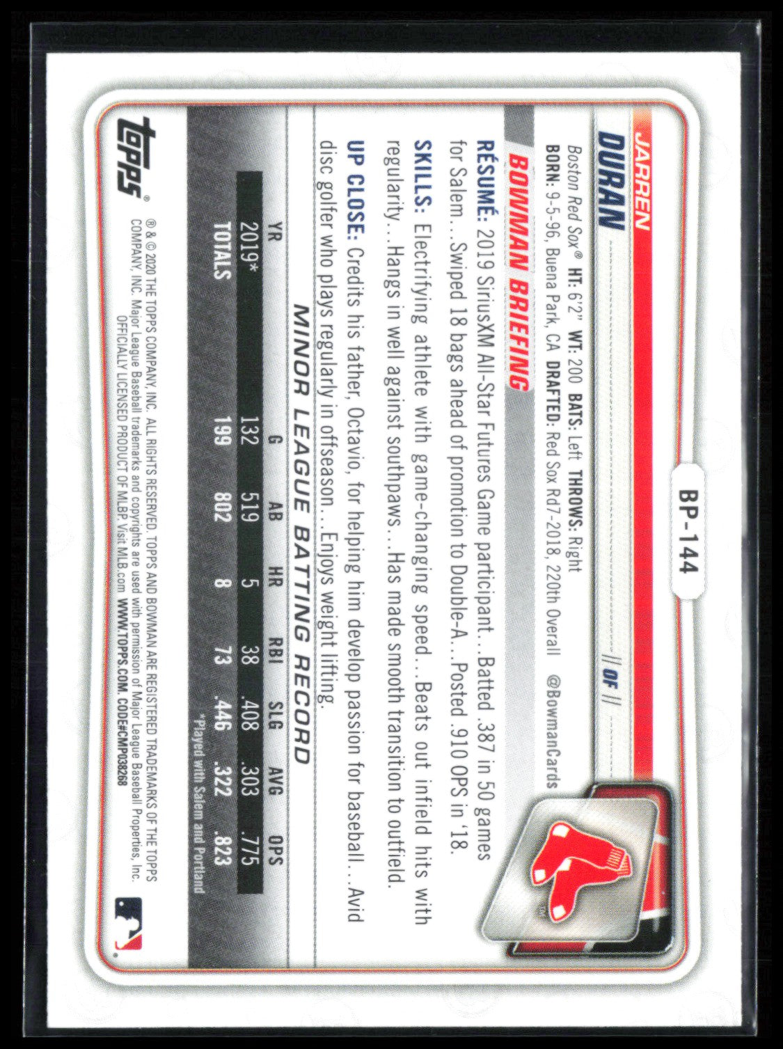 Jarren Duran 1st Bowman