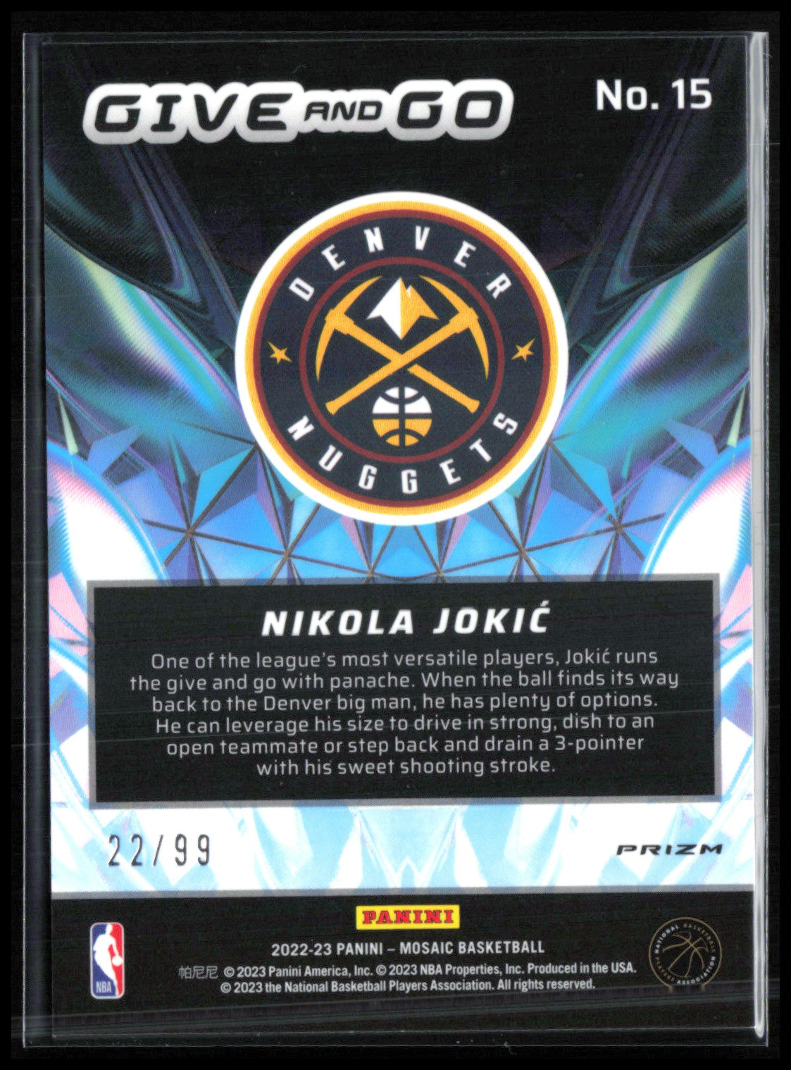 Nikola Jokic /99 Give and Go Prizm