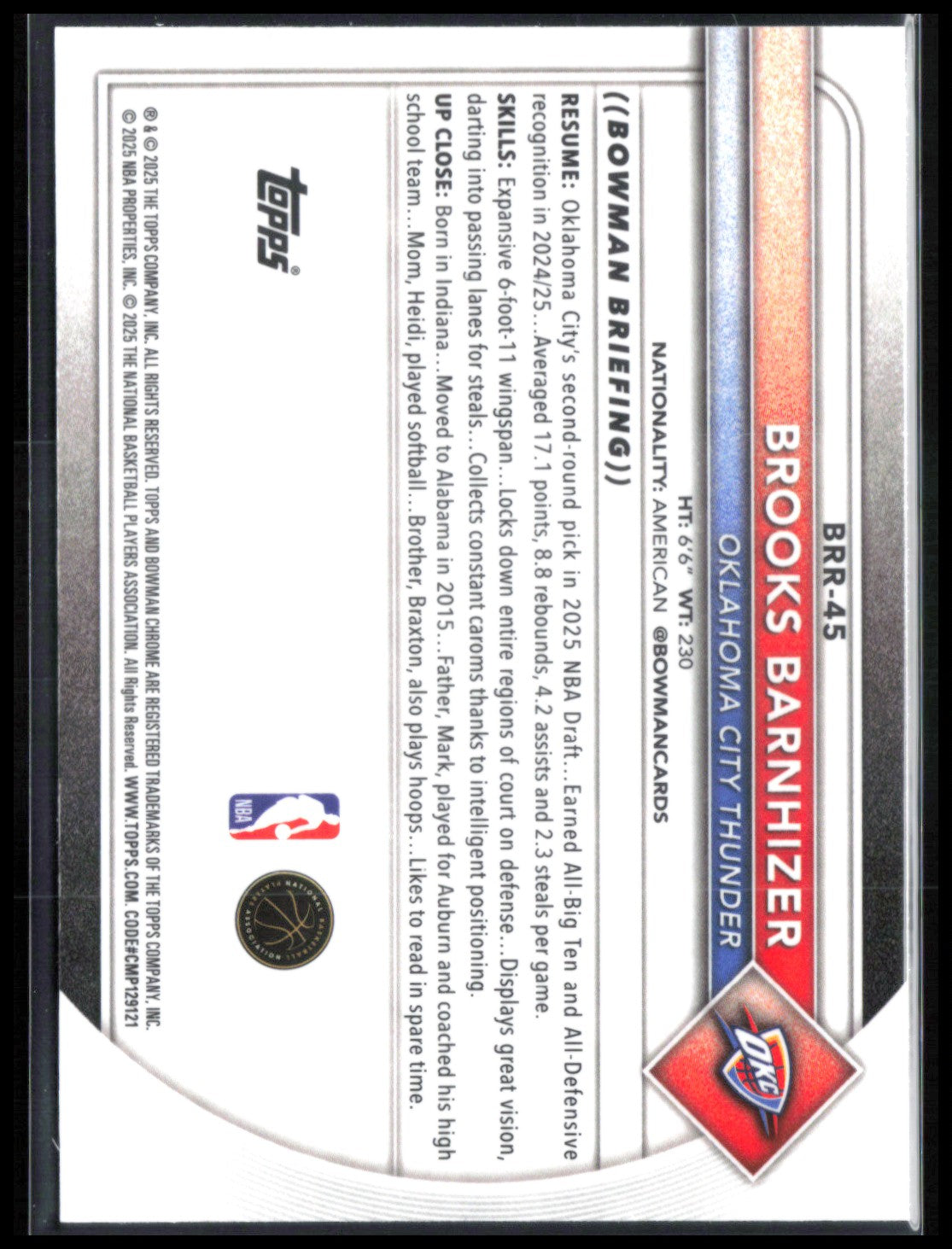 Brooks Barnhizer RC Red Rookie Logo