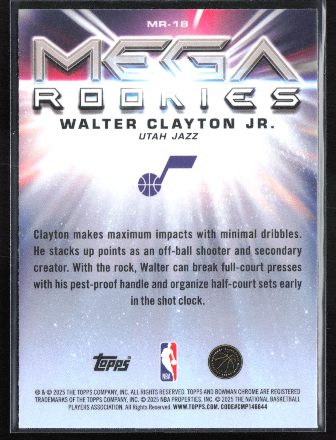 Walter Clayton Jr RC Mojo Mega Rookies