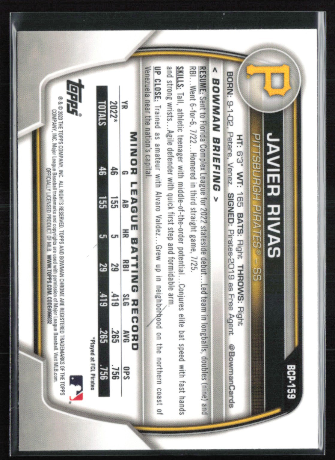 Javier Rivas 1st Bowman Mojo