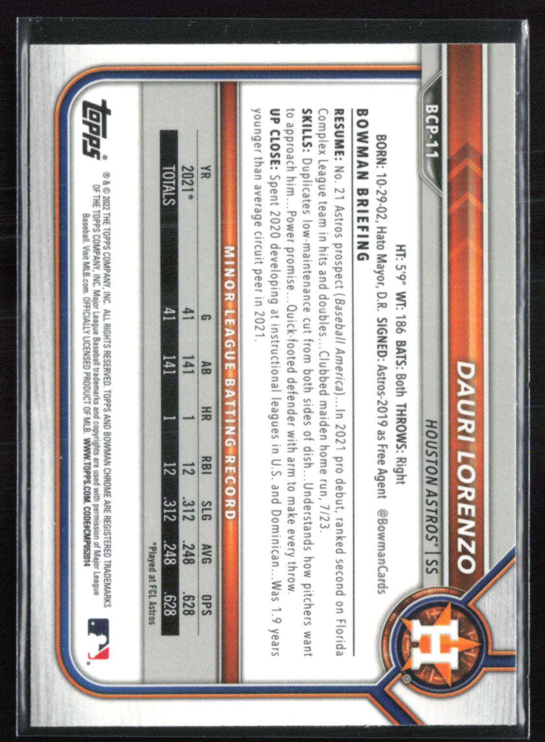 Dauri Lorenzo 1st Bowman Mojo