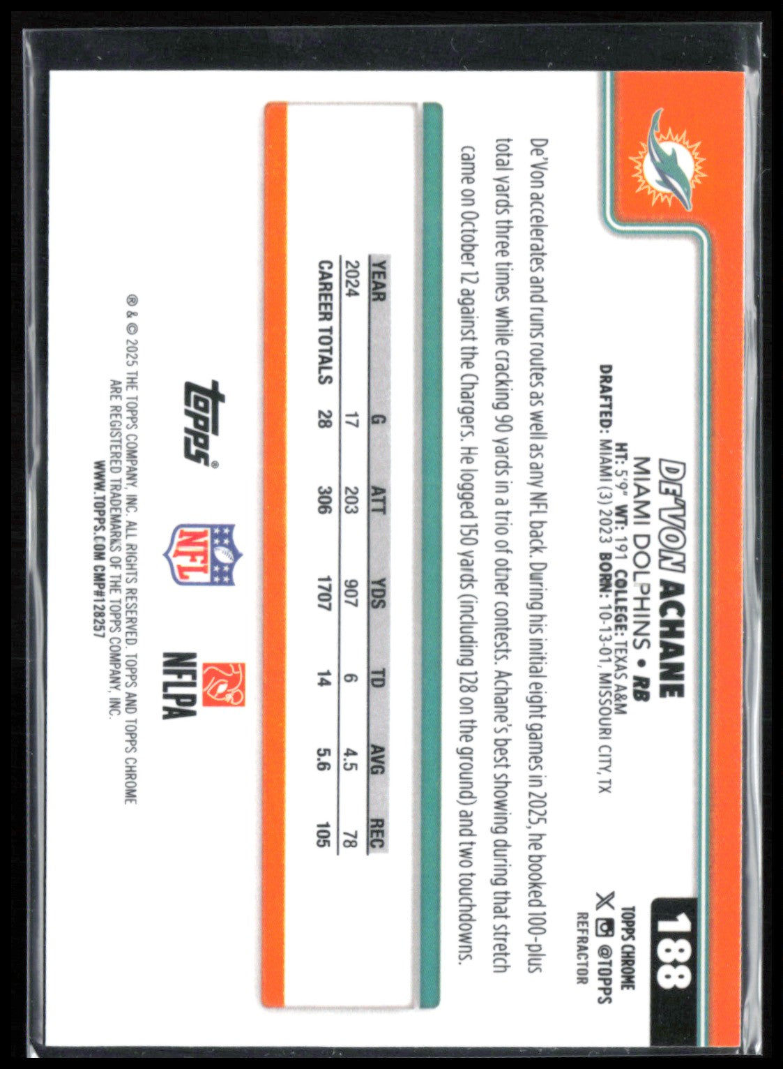 De'Von Achane Refractor