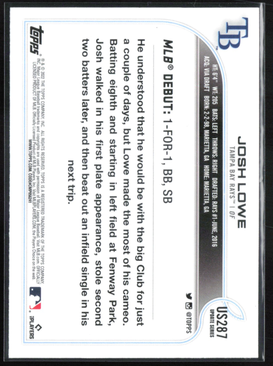 Josh Lowe RC Debut Rainbow Foil