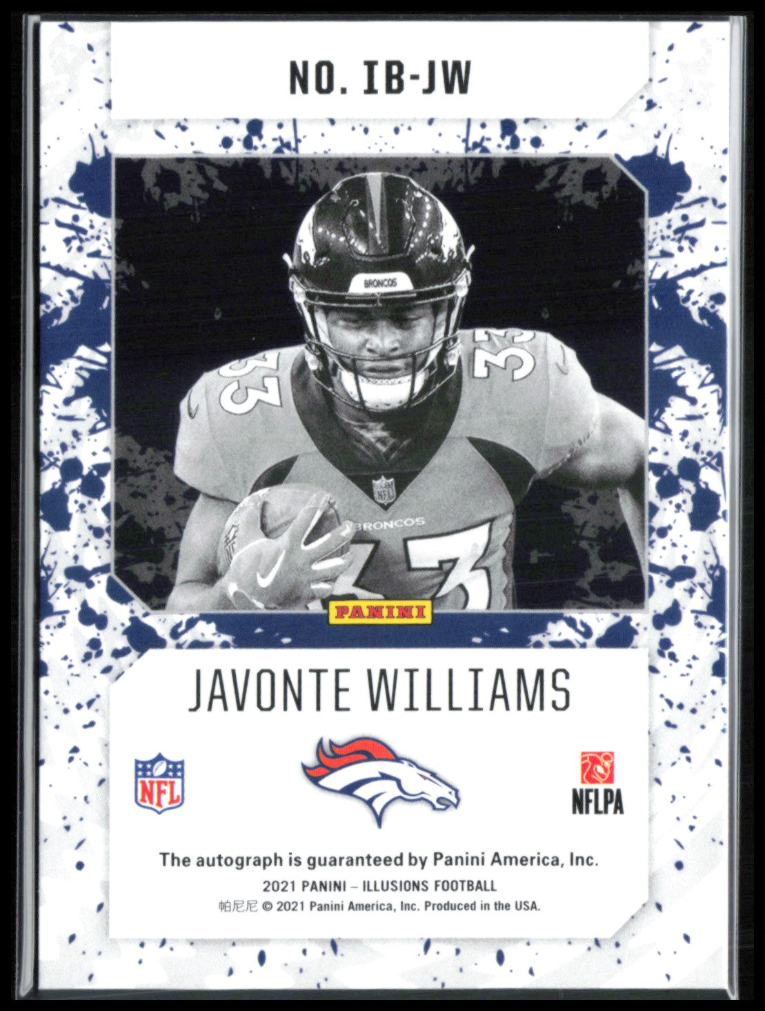 Javonte Williams RC Auto Ink Blots /99 2021 Illusions