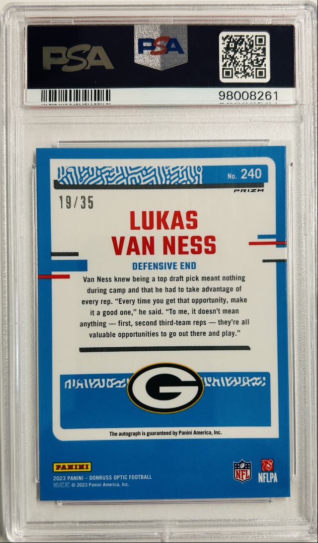 Lukas Van Ness RC Auto Purple Holo /35 PSA 10