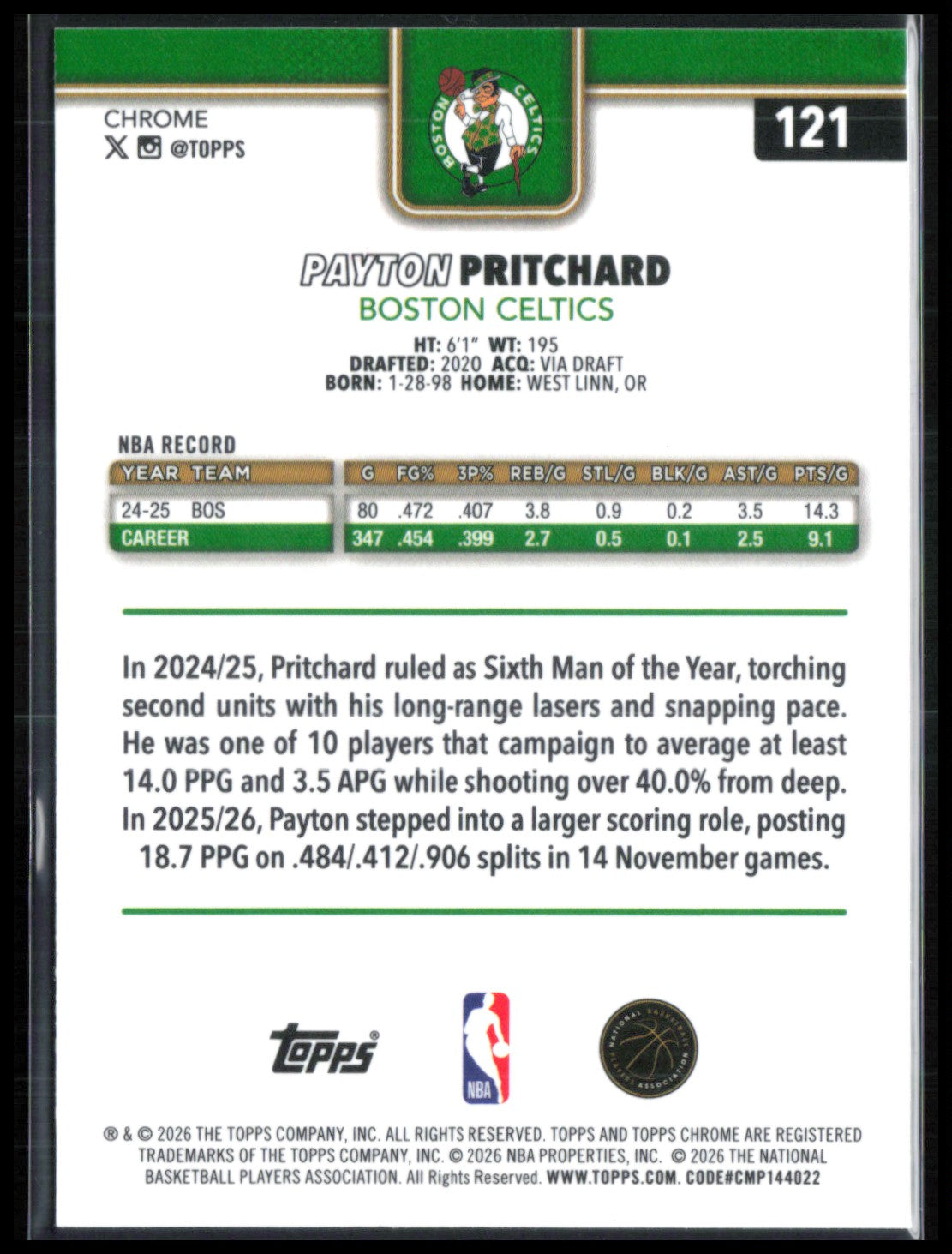 Payton Pritchard RWB