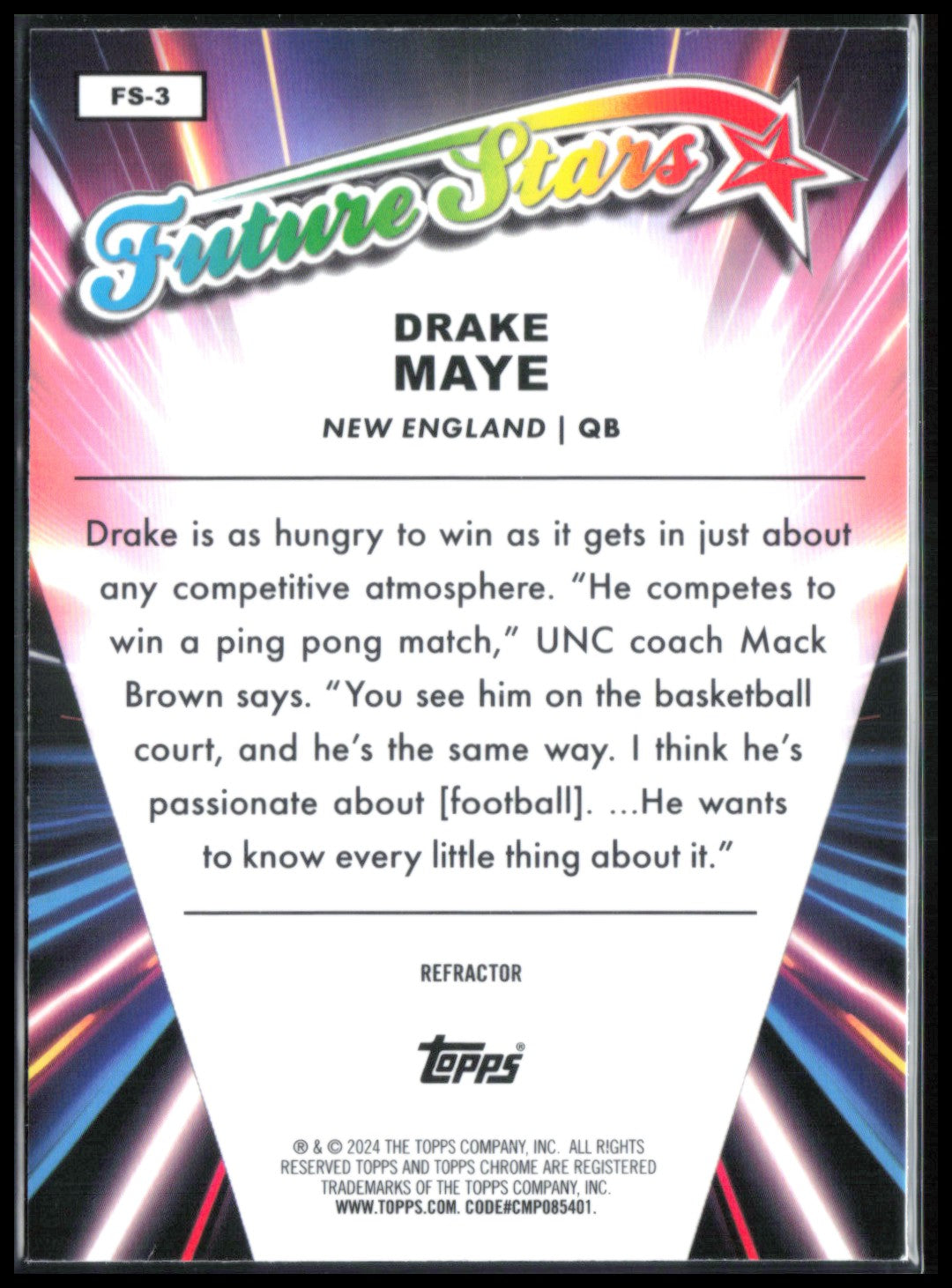 Drake Maye RC Future Stars Refractor