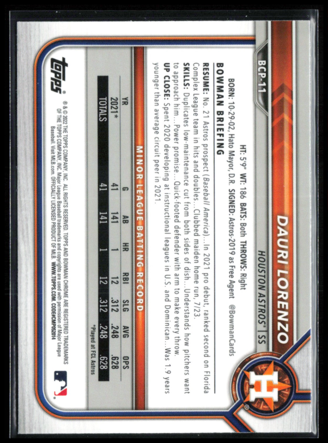 Dauri Lorenzo 1st Bowman Mojo