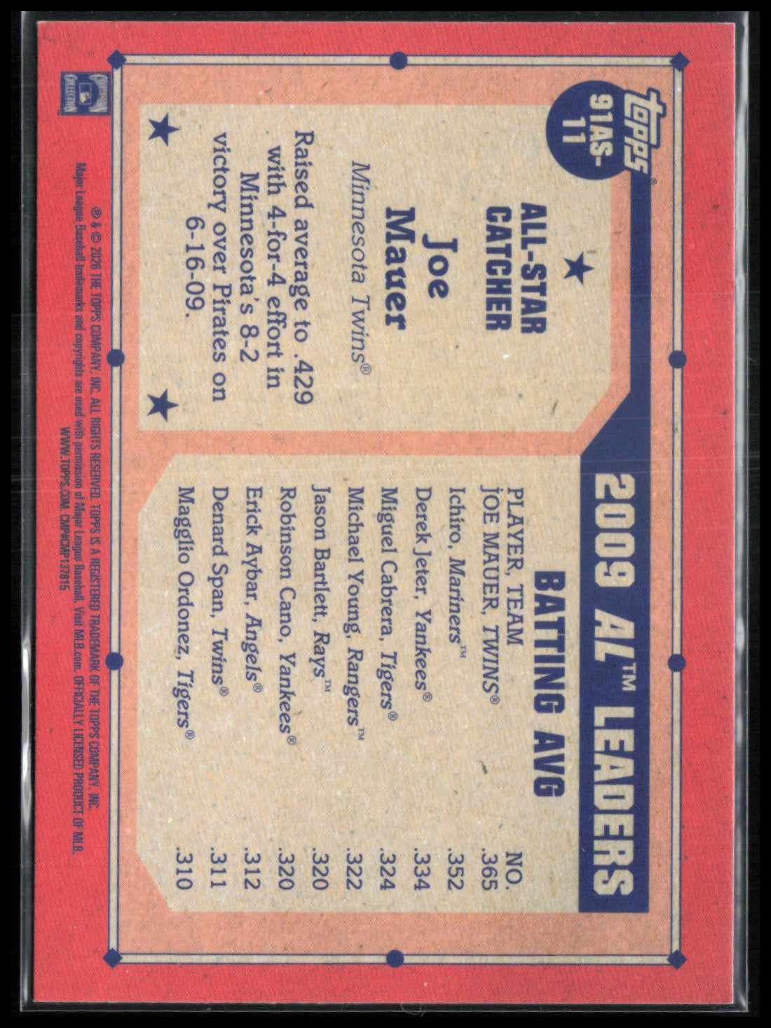 Joe Mauer Pink Crackle Foil