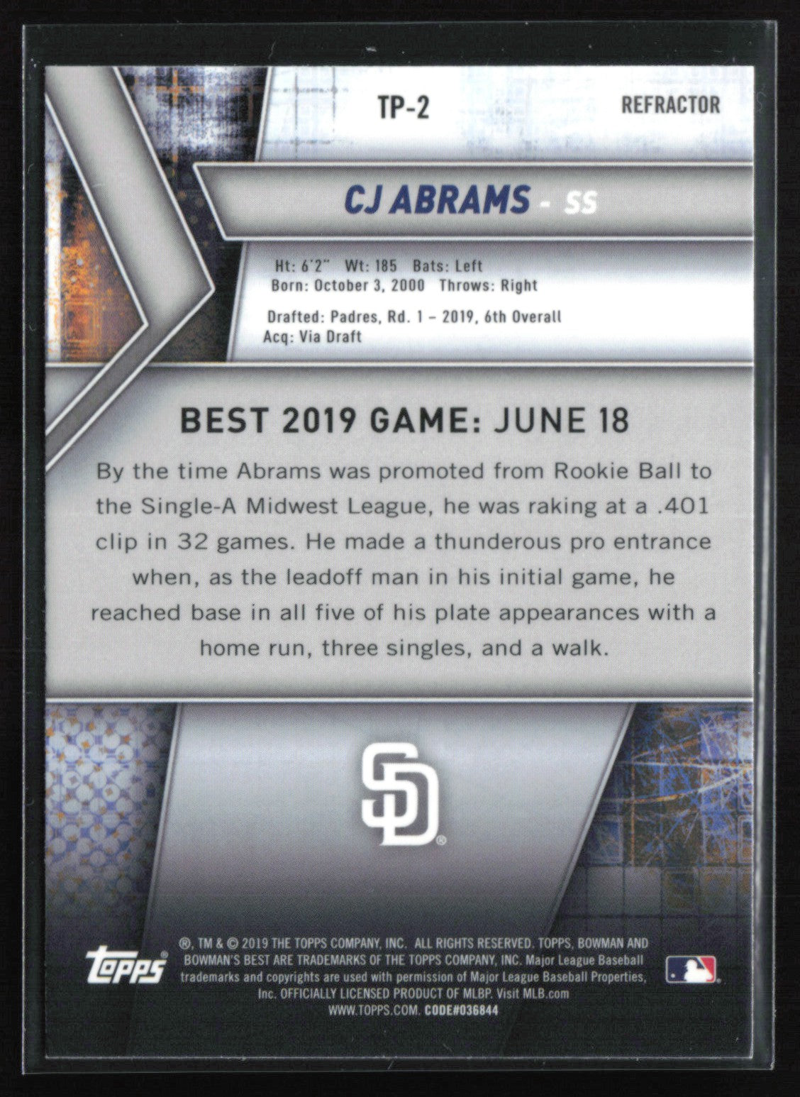 CJ Abrams Refractor