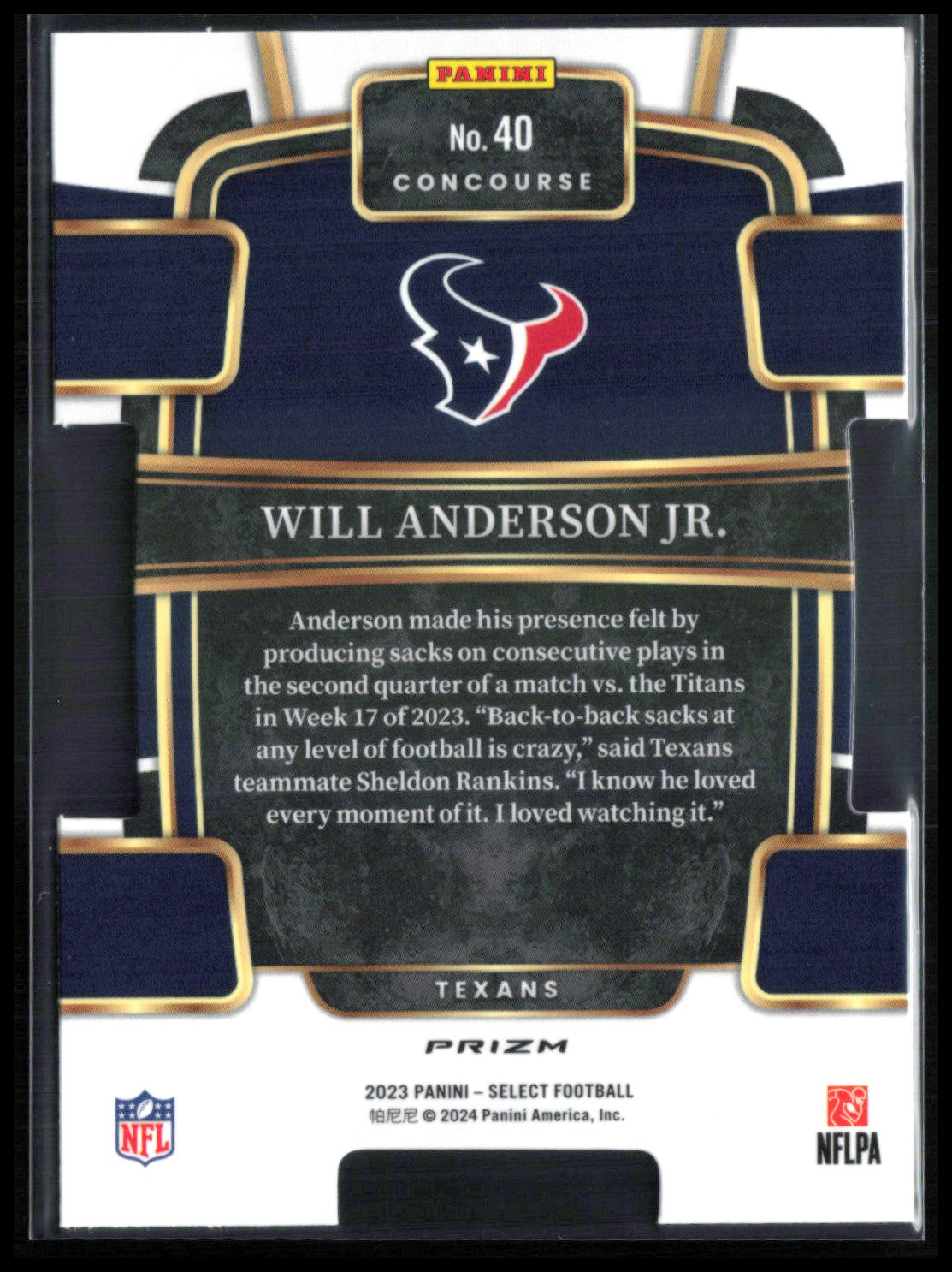 Will Anderson Jr. RC Red Yellow Die-Cut