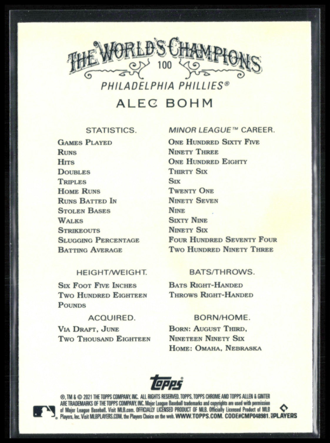 Alec Bohm RC
