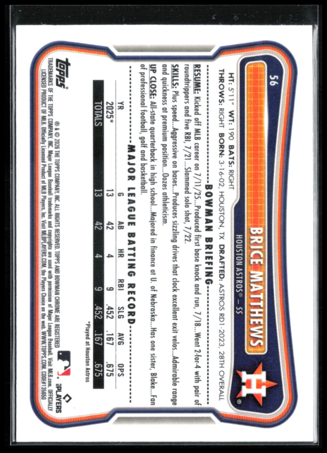 Brice Matthews RC Red Rookie Logo