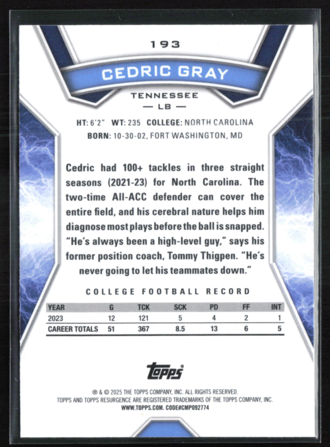 Cedric Gray RC Blue Laser