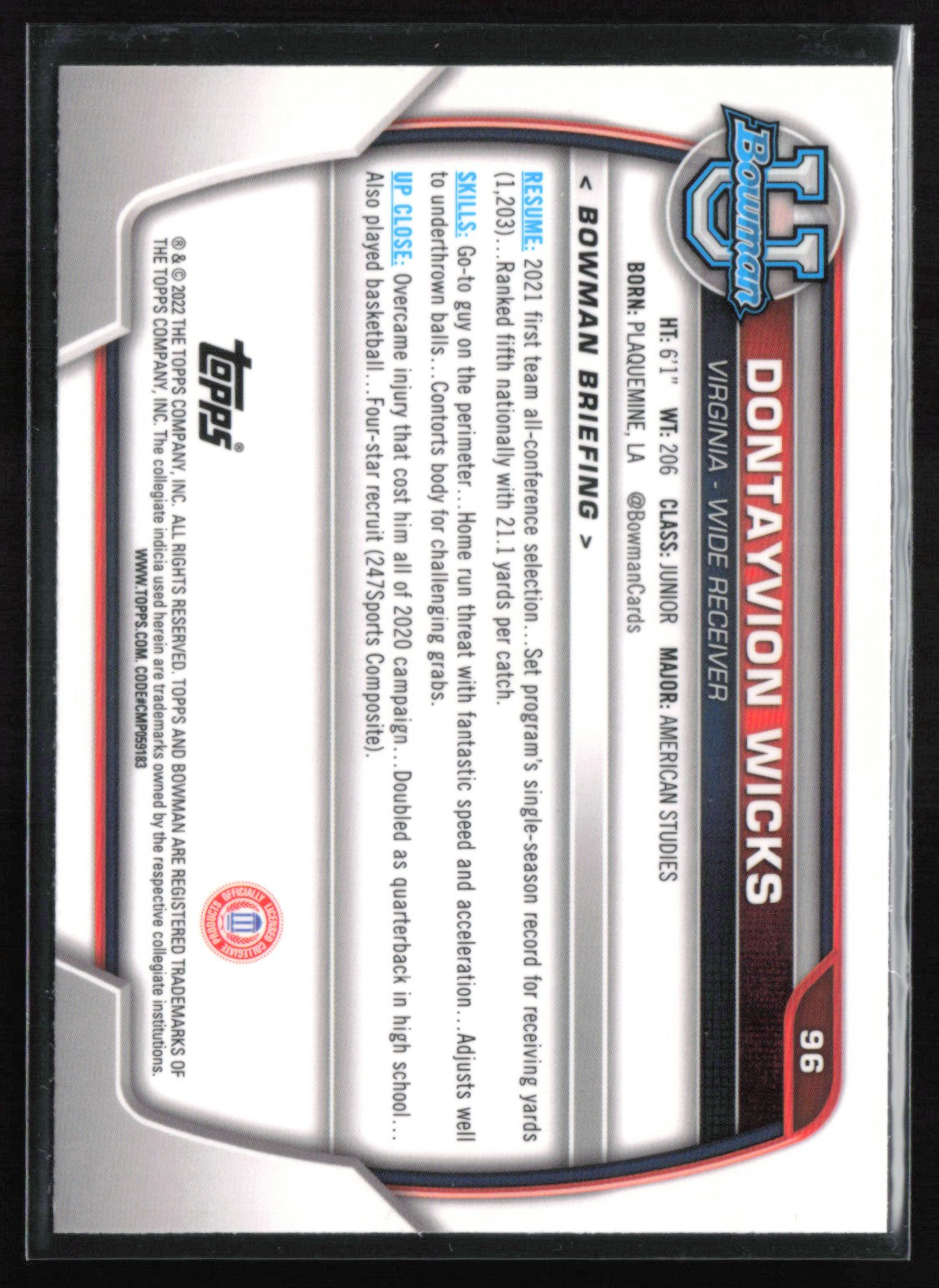 Dontayvion Wicks 1st Bowman Pink