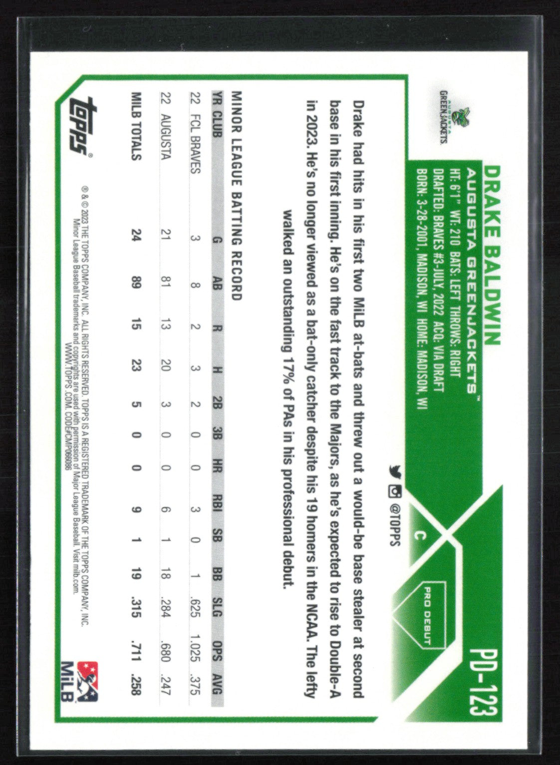 Drake Baldwin Pro Debut