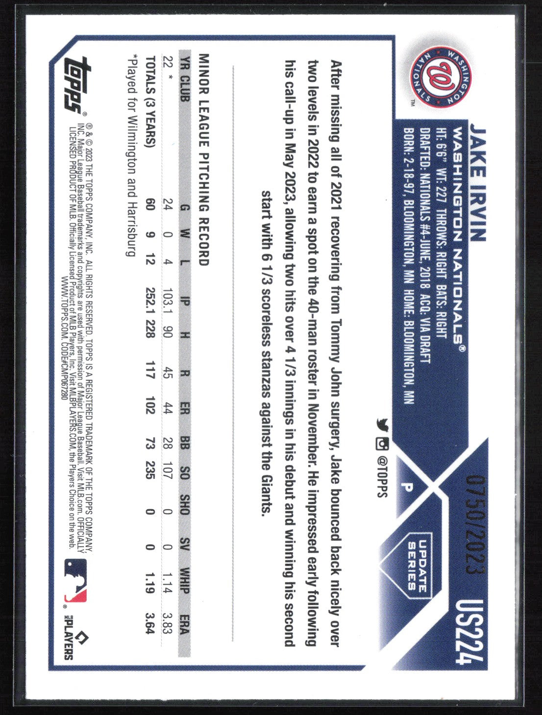Jake Irvin RC /2023