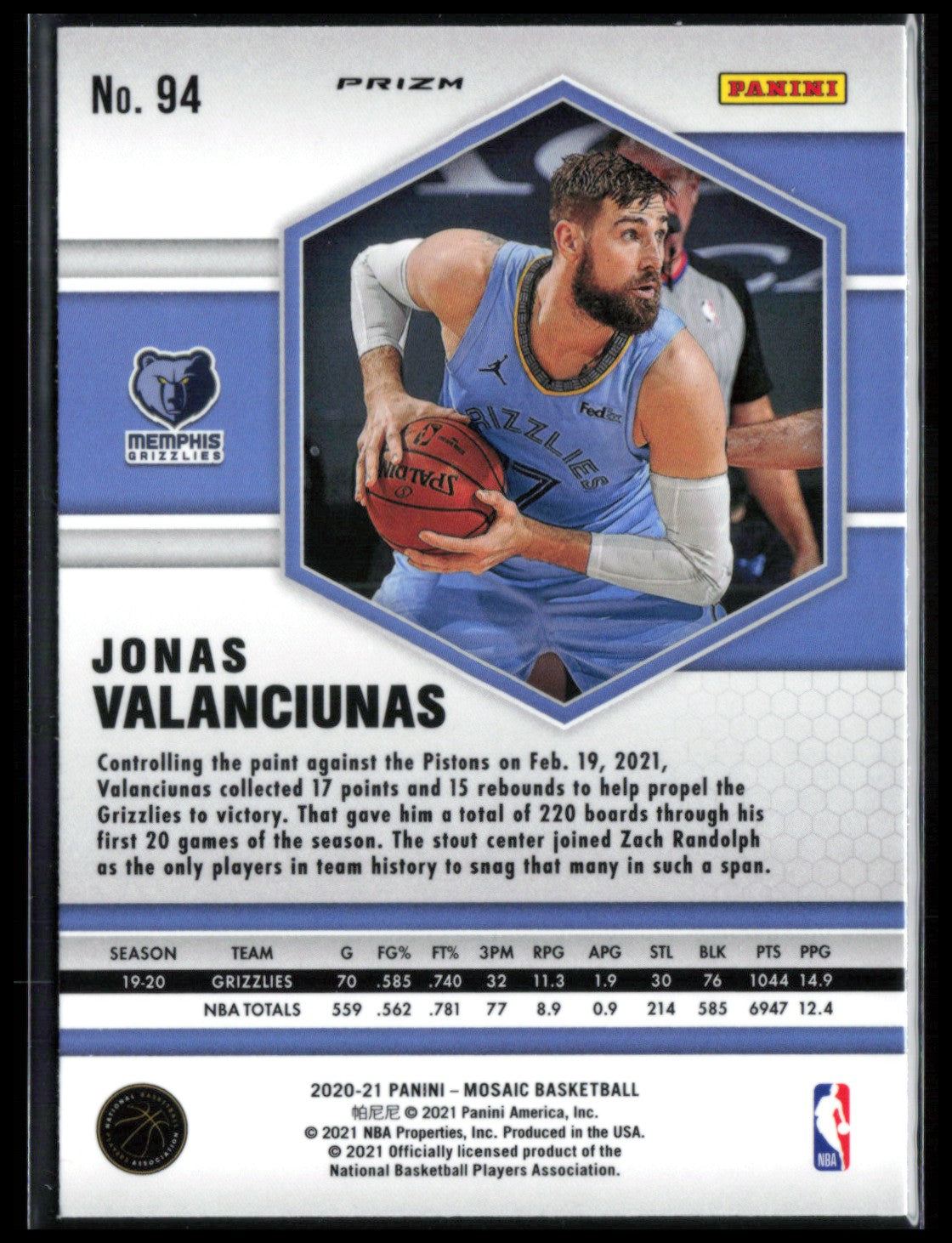 Jonas Valanciunas Green Mosaic