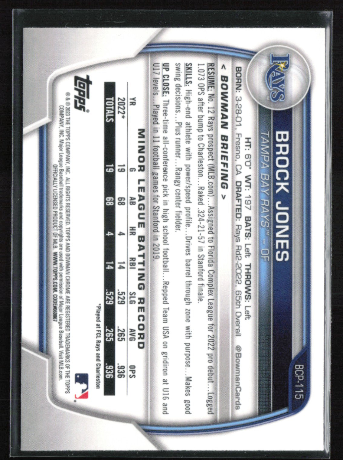 Brock Jones 1st Bowman Mojo