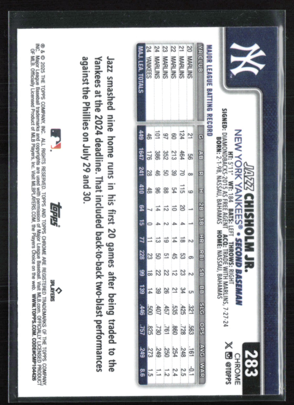 Jazz Chisholm Jr. Sepia Refractor