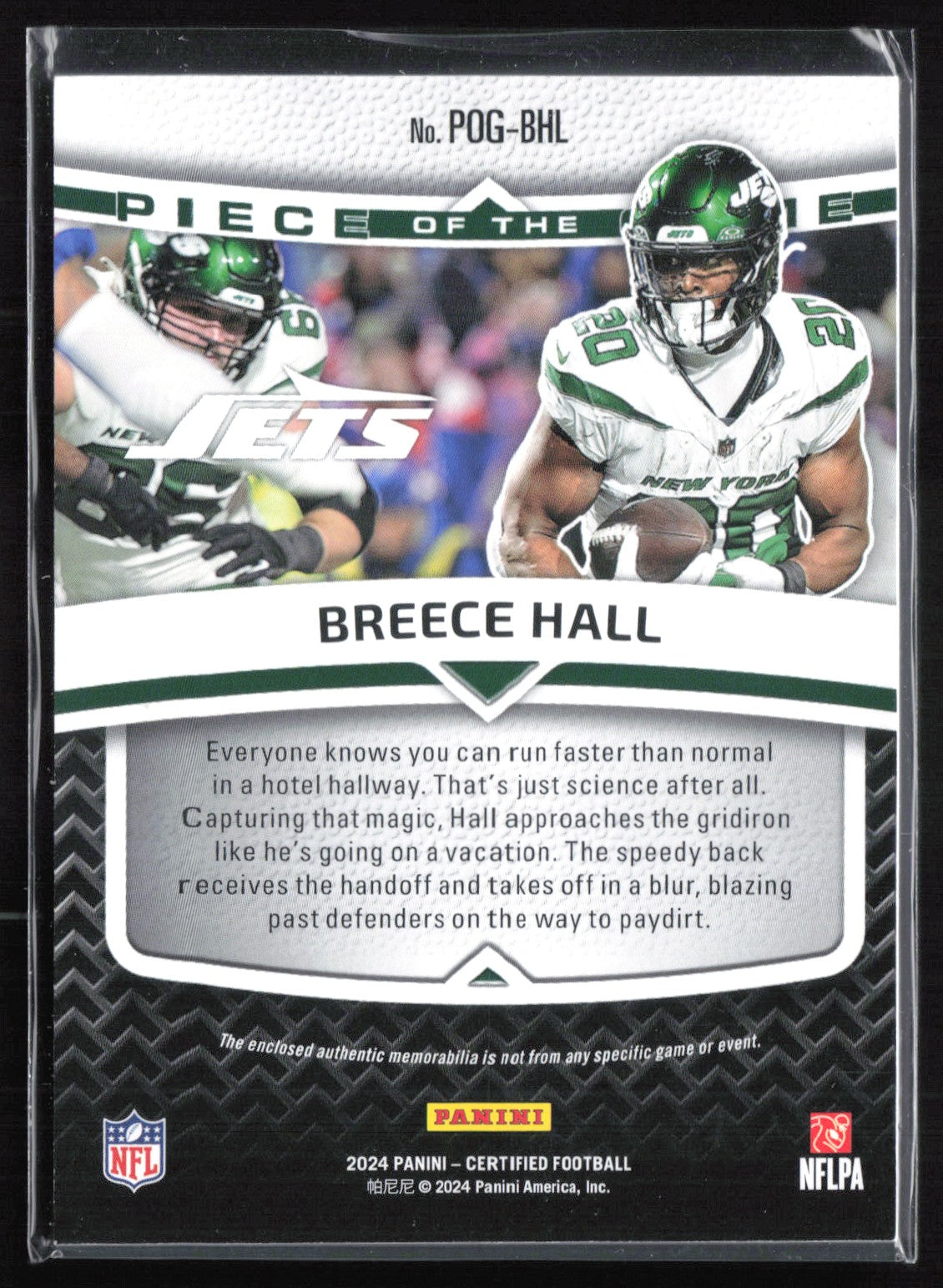 Breece Hall /99 Piece of the Game Relic