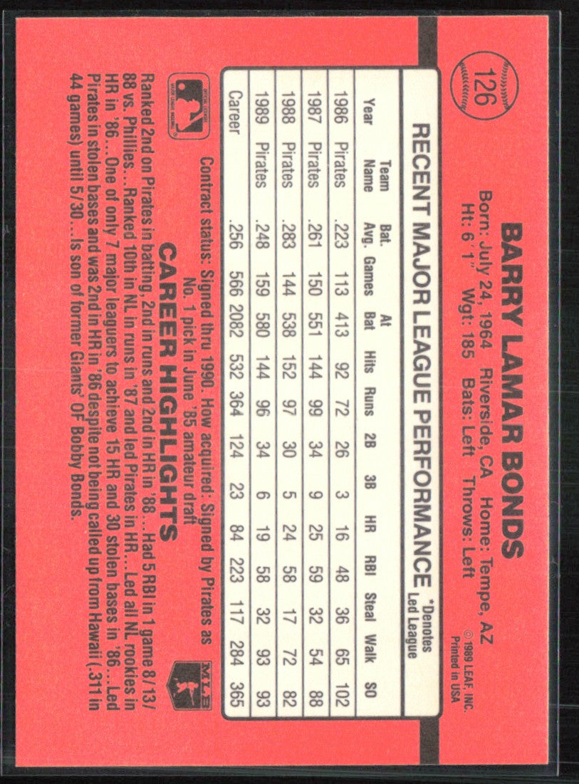 Barry Bonds 1990 Conruss