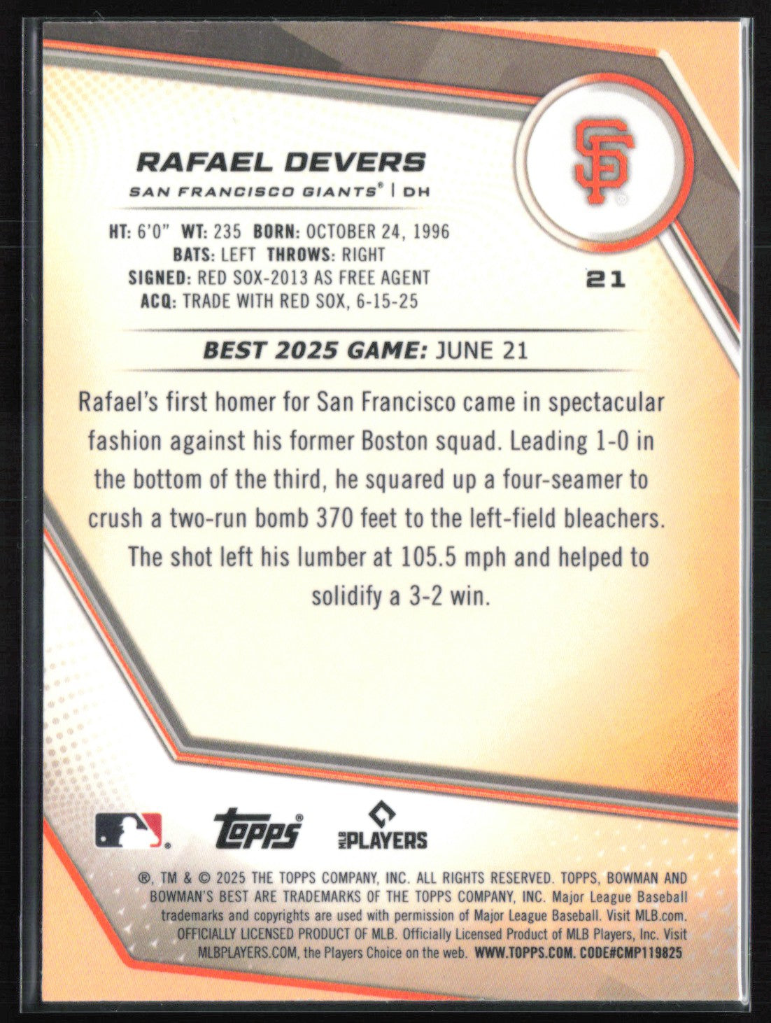 Rafael Devers Green Mini DIamond /99